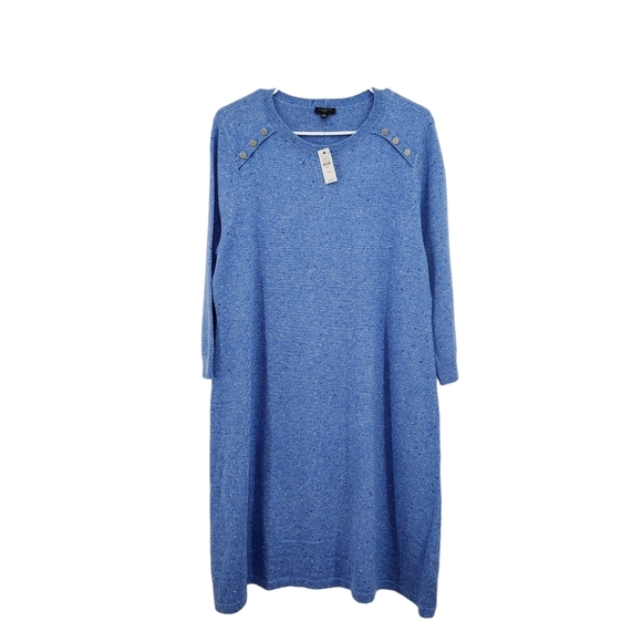 Talbots Dresses & Skirts - Talbots Women's Cotton Blend Flecks Shoulder Buttons Sweater Dress - PXL